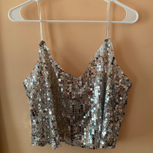 Forever 21 Tops - Women's Sequin Spaghetti Strapped Tank Top